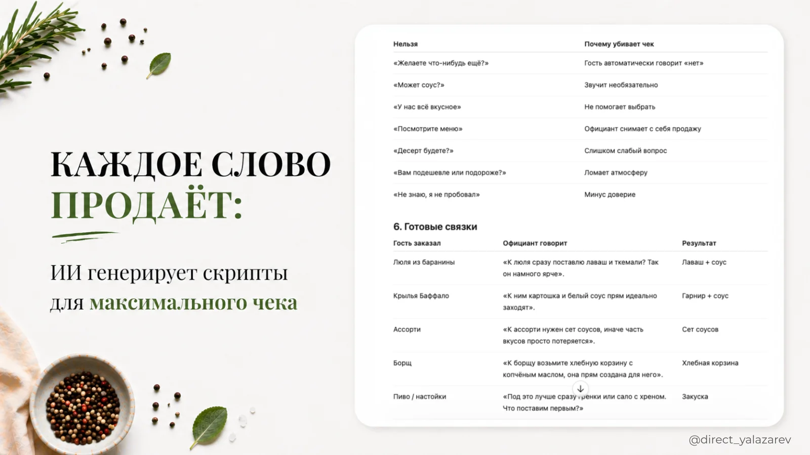 Скрипты для официантов